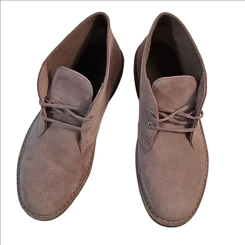 Clarks Collection Pale Pink Suede Leather Lace Up Chukka Desert Ankle Boot